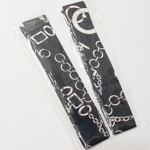 ⤵️⤵️2pc Black Interlock Design Satin Scarves